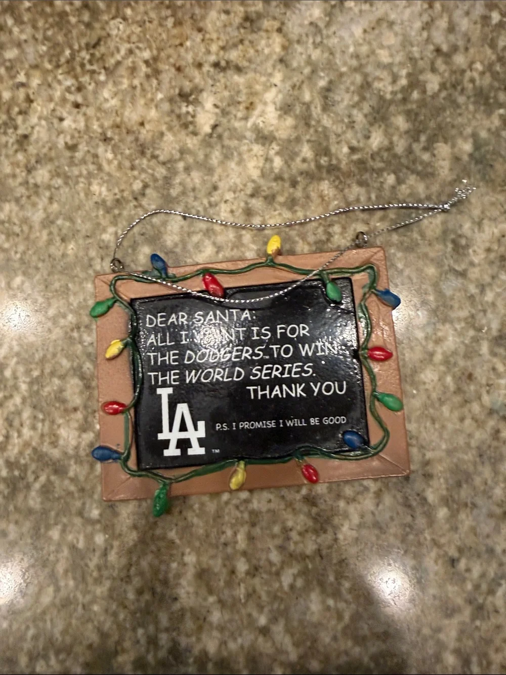 Holiday Plaque Ornament - Brown with Multicolor Lights